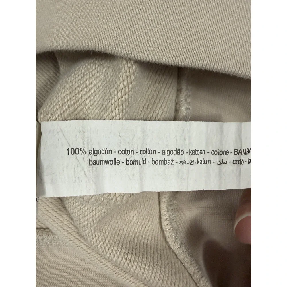 Zara Womens Oversized Pocket Sweatshirt Crewneck Pullover Long‎ Sleeve Beige L - Picture 8 of 8